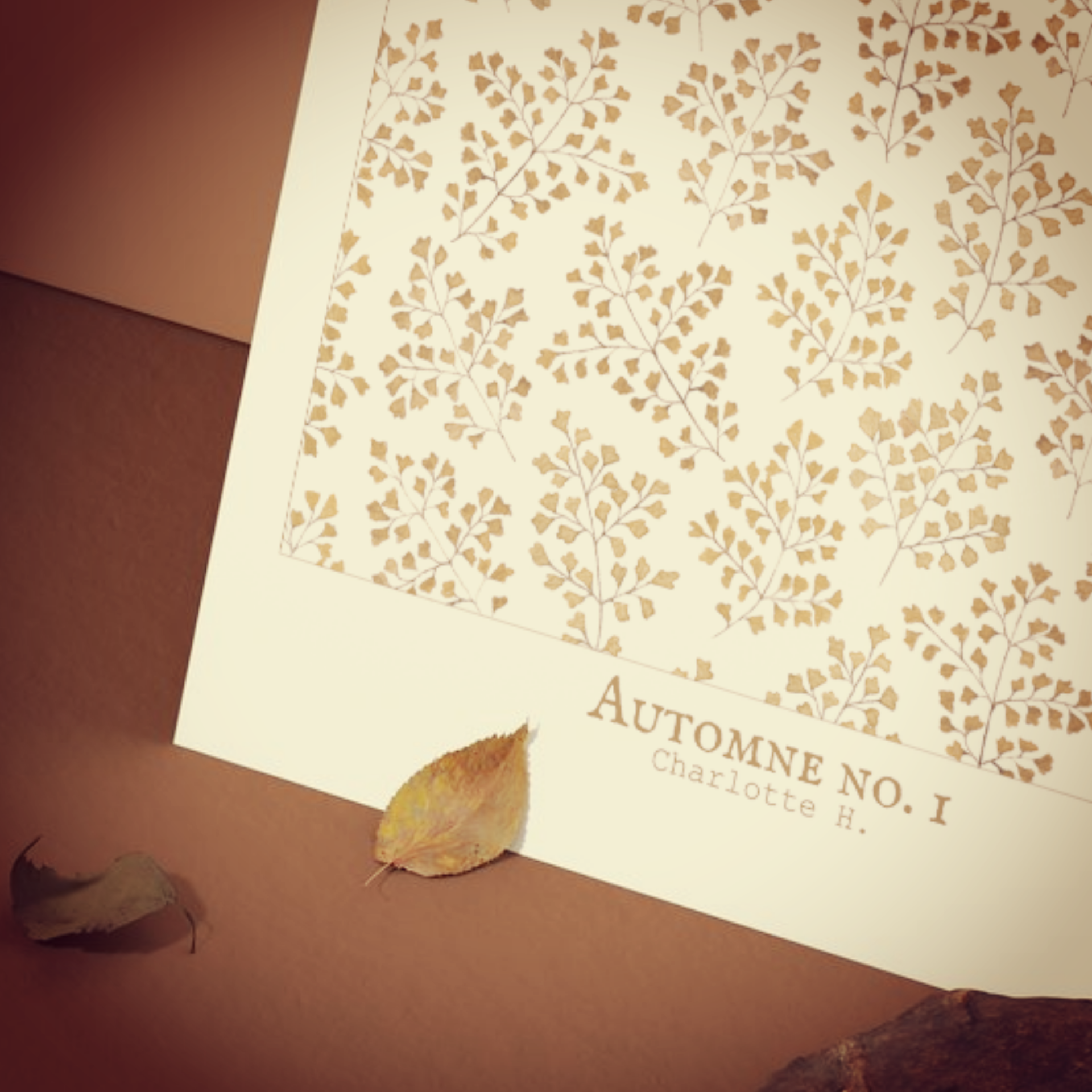 Gros plan Aquarelle Automne peinte à la main, création artisanale poétique et automnale