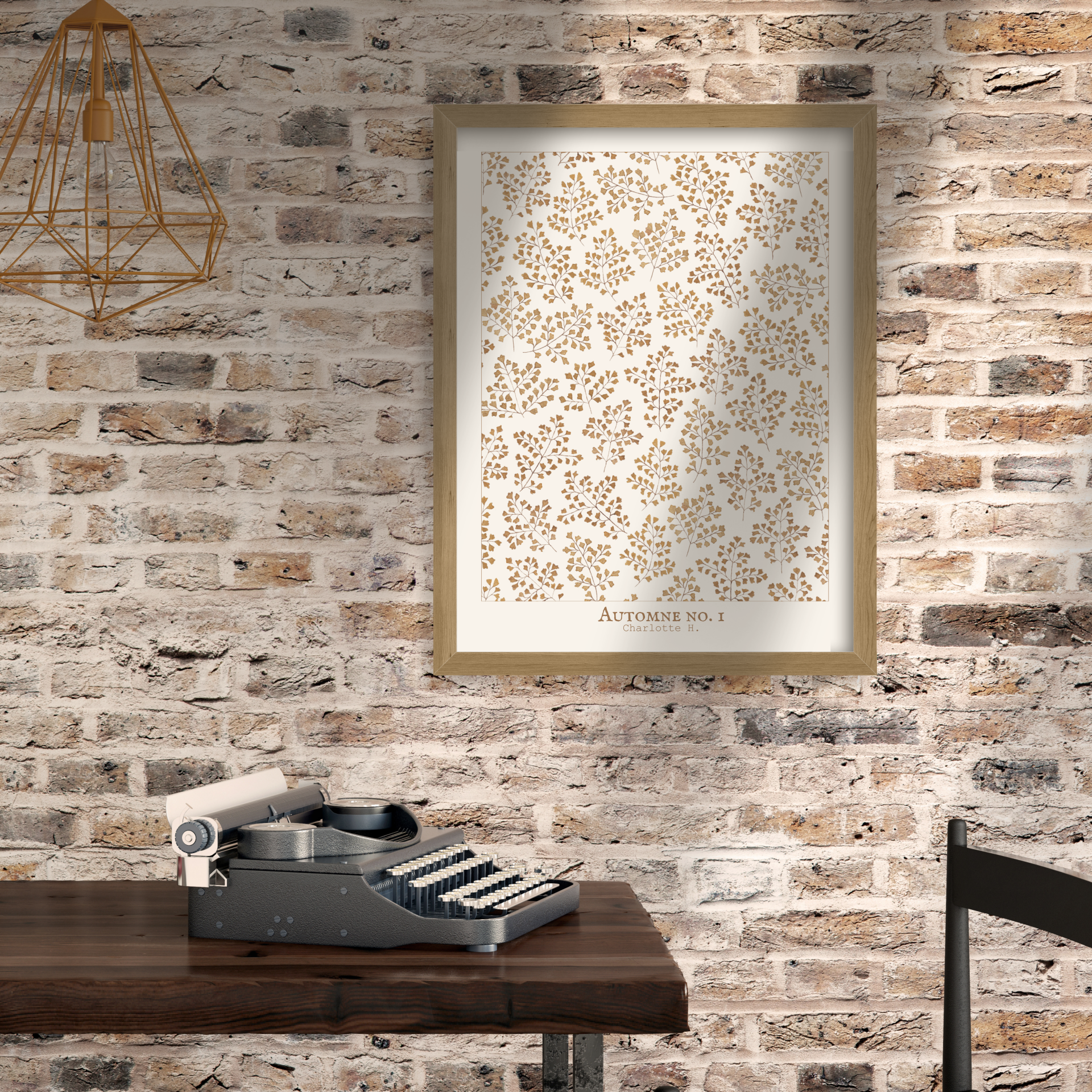 Illustration automnale aux tons chauds et doux, idéale pour créer une ambiance cosy et poétique dans votre intérieur.