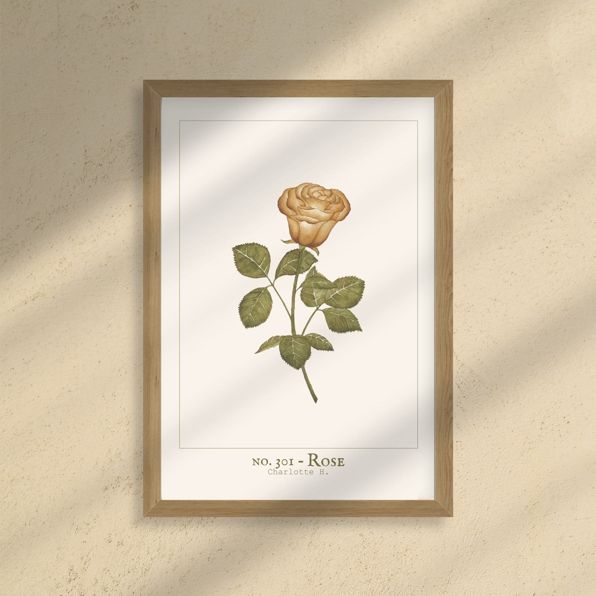 Illustration d’une rose jaune éclatante, idéale pour une décoration intérieure au style bohème et romantique.