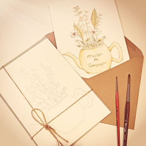 Carte à peindre Théière, un cadeau créatif à réaliser soi-même, parfait pour se détendre, pratiquer l’aquarelle et partager un moment artistique