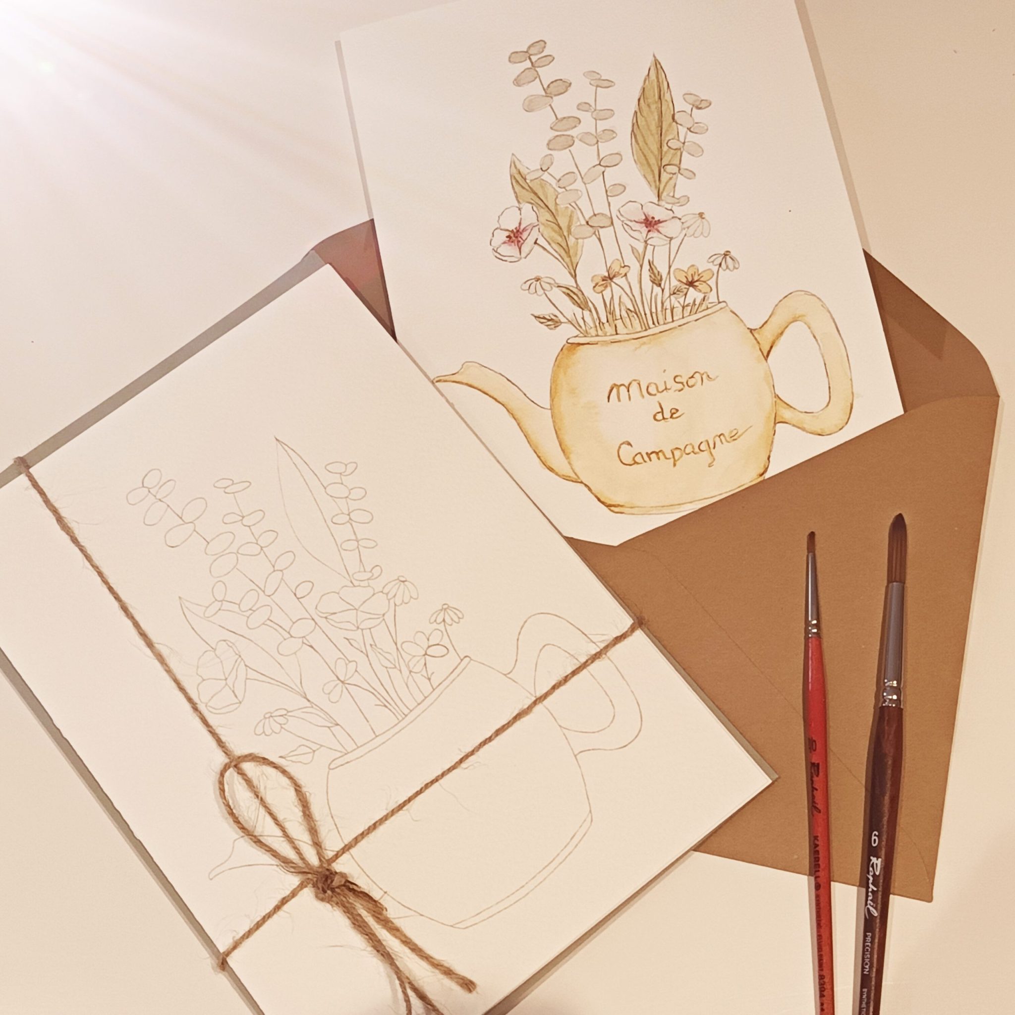 Carte à peindre Théière, un cadeau créatif à réaliser soi-même, parfait pour se détendre, pratiquer l’aquarelle et partager un moment artistique