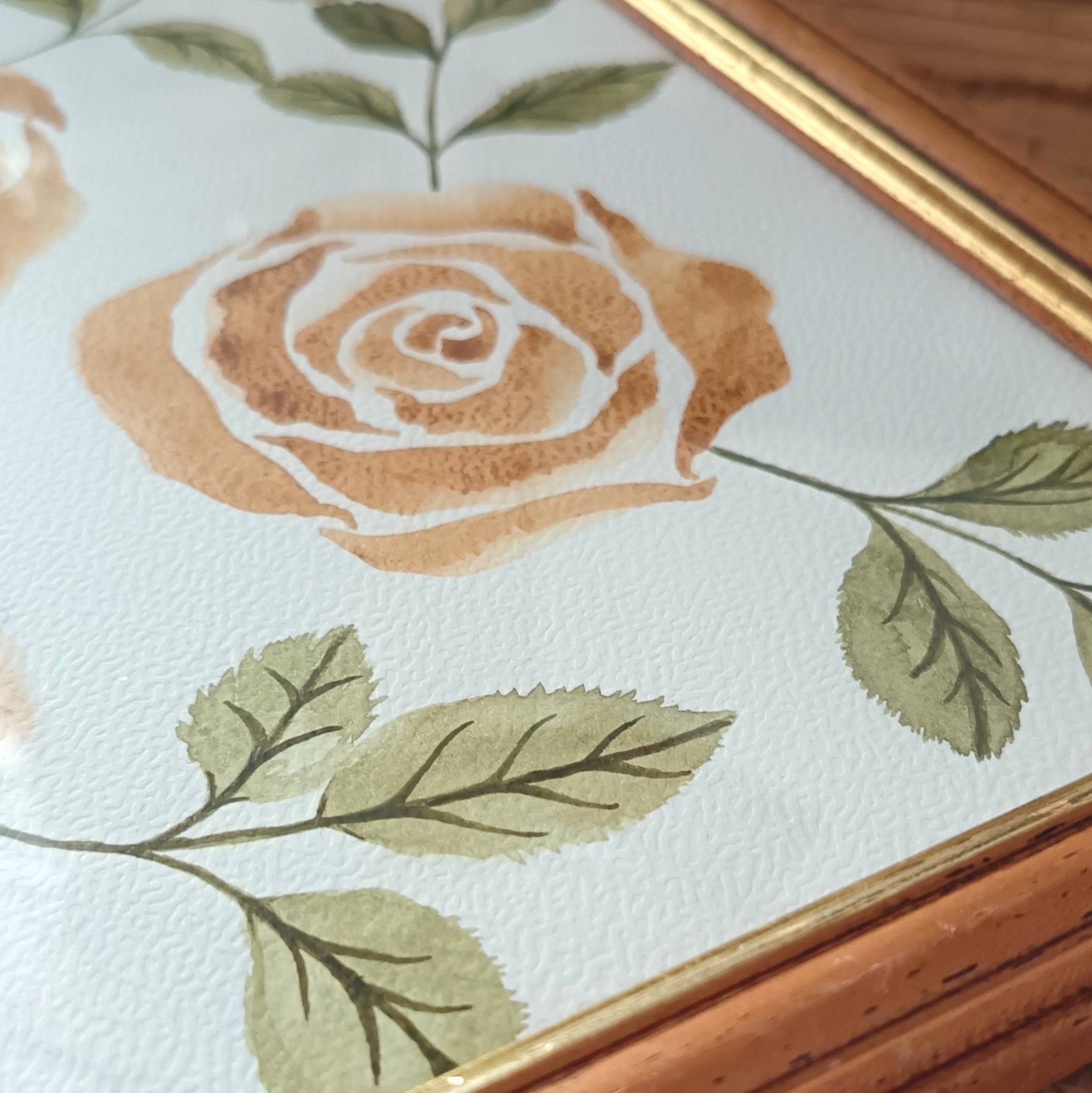 Gros plan sur les détails de l’aquarelle originale Demoiselle Agathe
