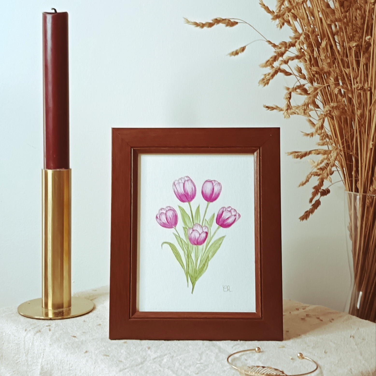 Aquarelle originale <BR> Demoiselle Hélène